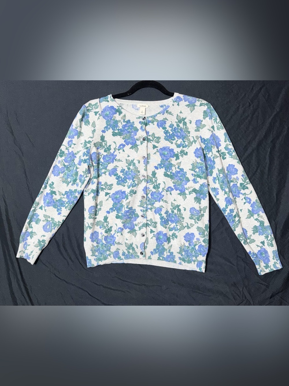 L.L. Bean Women’s Floral Button Down Spring Cardigan Size L 100% Cotton EUC